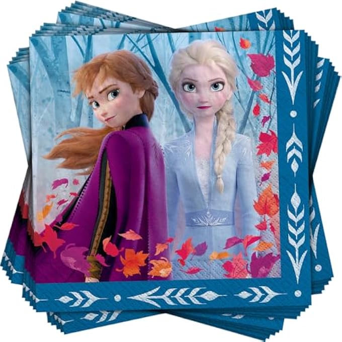 FROZEN 2 BIRTHDAY, ANNA & ELSA LUNCHEON NAPKINS, 6.5X 6.5", 16 CT. MULTICOLOR - Image 1